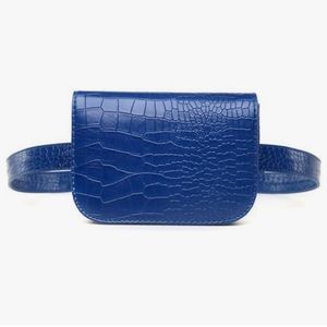 Badiya Blue Croc Adjustable Strap Belt Purse